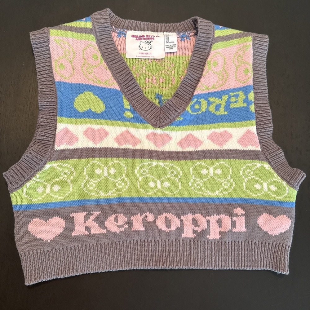 Hello Kitty‎ x Forever 21 Keroppi Crop Sweater Vest Small Sanrio